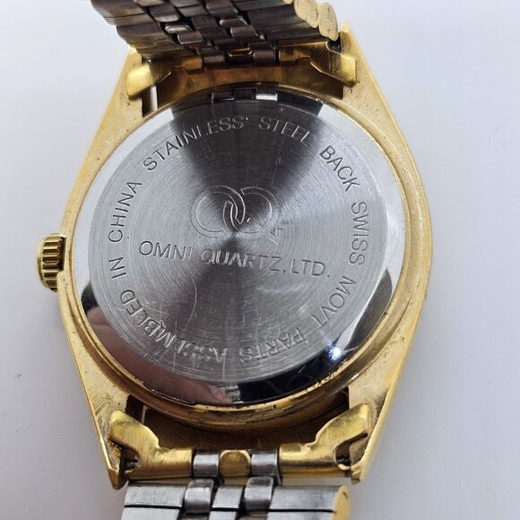 VTG Sergio Valente Watch 36MM Gold Dial Gold Bracelet Diamonds 7.5" NewBattery - Picture 9 of 15